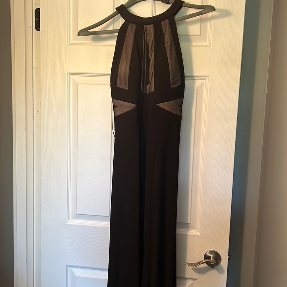 Floor Length Black Backless Gown